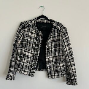 Zara Black and White Tweed Jacket